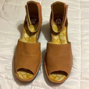 FLY London Perforated Leather Wedges size 42- 12.5